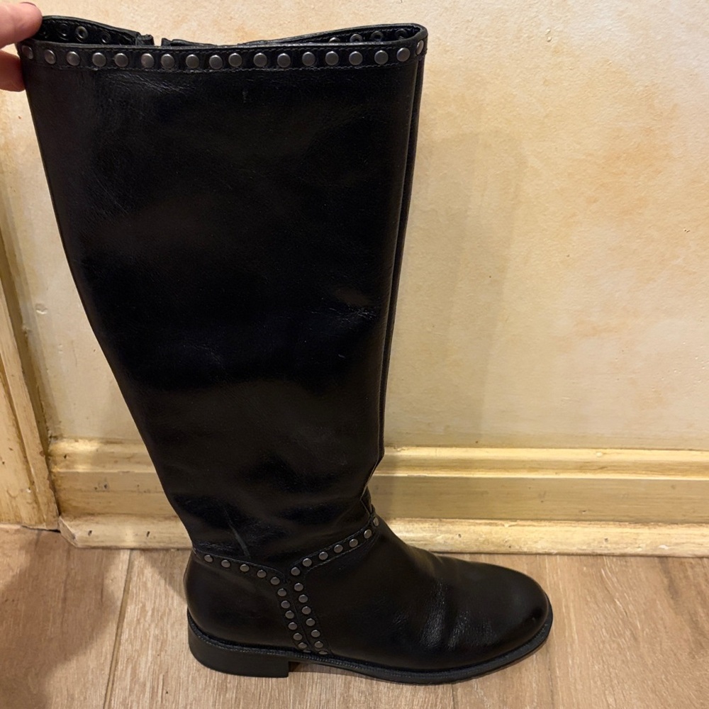 AEROSOLES Black Over the Knee Boots with Studs